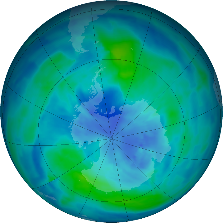 Antarctic ozone map for 27 March 2009